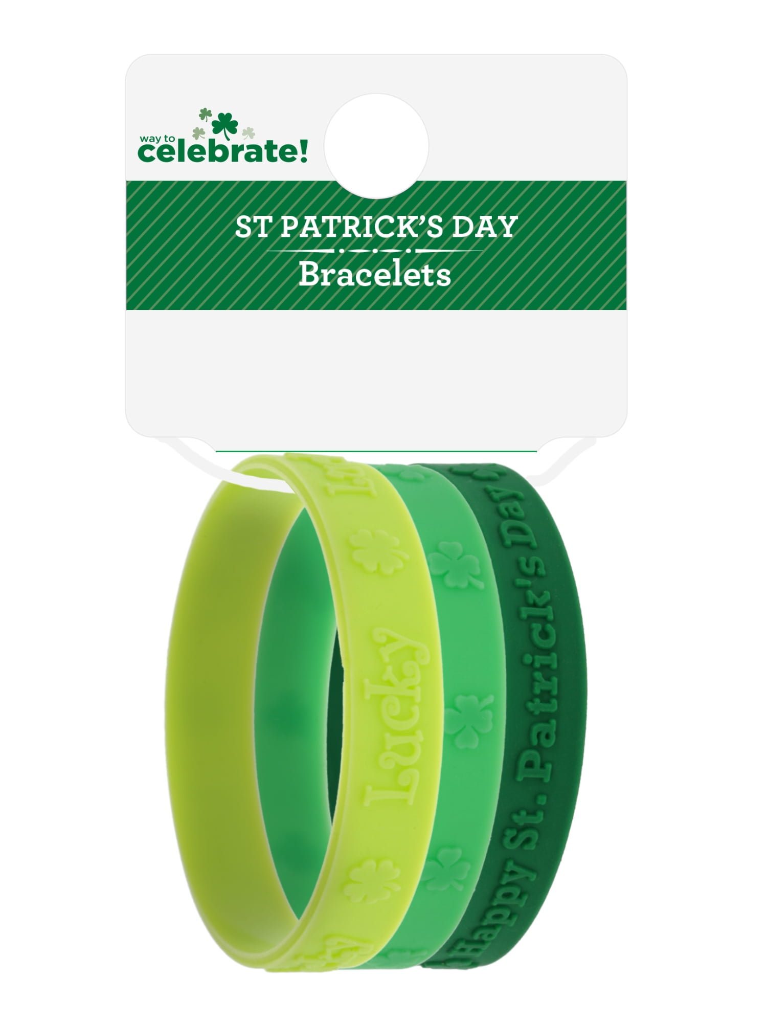 Way to Celebrate St. Patrick's Day Green Lucky Bracelets, 3 Piece