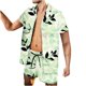 thumbnail image 1 of Conjunto casual de blusa y pantalones de playa de manga corta con estampado de botones para hombre Pompotops  oipoqjl35923, 1 of 5