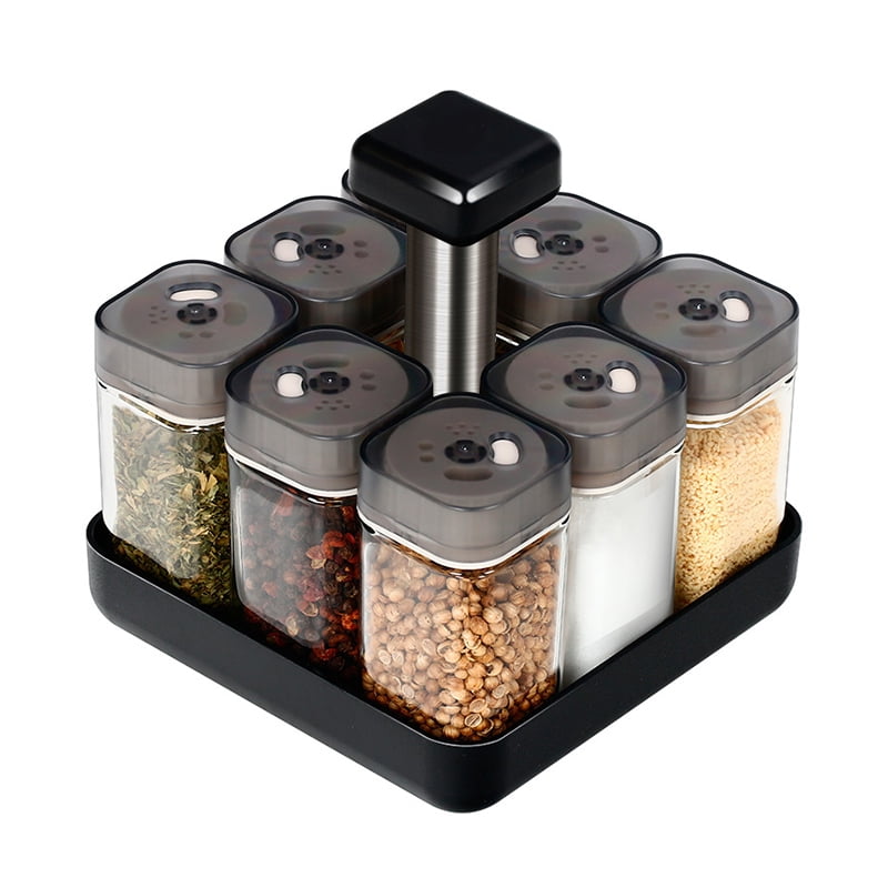 ACCEDE 8Pcs Rotating Seasoning Bottles Set Square Seasoning Bottle
