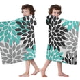 thumbnail image 4 of Black Turquoise and Gray Floral Pattern Hooded Bath Towel，50"x30" for Ages 3 To 12 Kids, Quick Dry Lightweight Soft Microfiber Hood Beach Towel Cover Up for Kids, 4 of 7