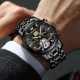 thumbnail image 6 of OLEVS Watch for Men Automatic Skeleton Tourbillon Mechanical Self Winding Business Luxury Dual Calendar Stainless Steel Luminous Waterproof Man Wrist Watches Black Dial, 6 of 12