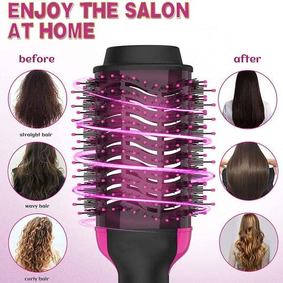 Professional Hair Dryer Brush, Hot Air Brush, One Step Hair Dryer & Hot Air styler for Hair Salon, Blowing Straightening, Curling (Size: 13.2"x3.5" x 4.3")