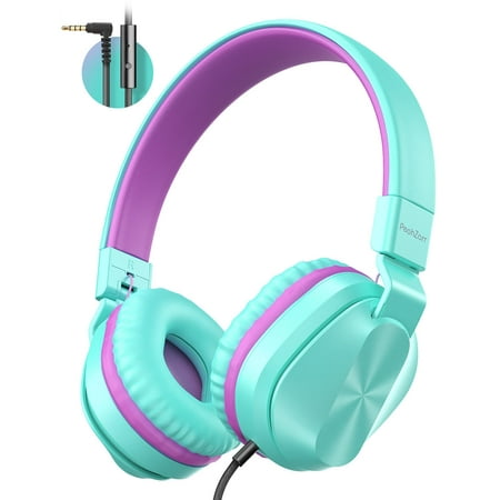 Kids Headphones with Microphone Children Girls Boys Teen Lightweight Foldable Wired Headset for School, Travel, Online Learning, 3.5mm Audio Jack for Phone, Tablet, PC, Chromebook