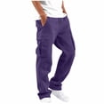 thumbnail image 2 of Men's Relaxed Fit Cargo Sweatpants Drawstring Elastic Waist Straight Leg Pants with Multi Pockets,Loose Casual Trousers for Daily Home Loungewear, 2 of 2