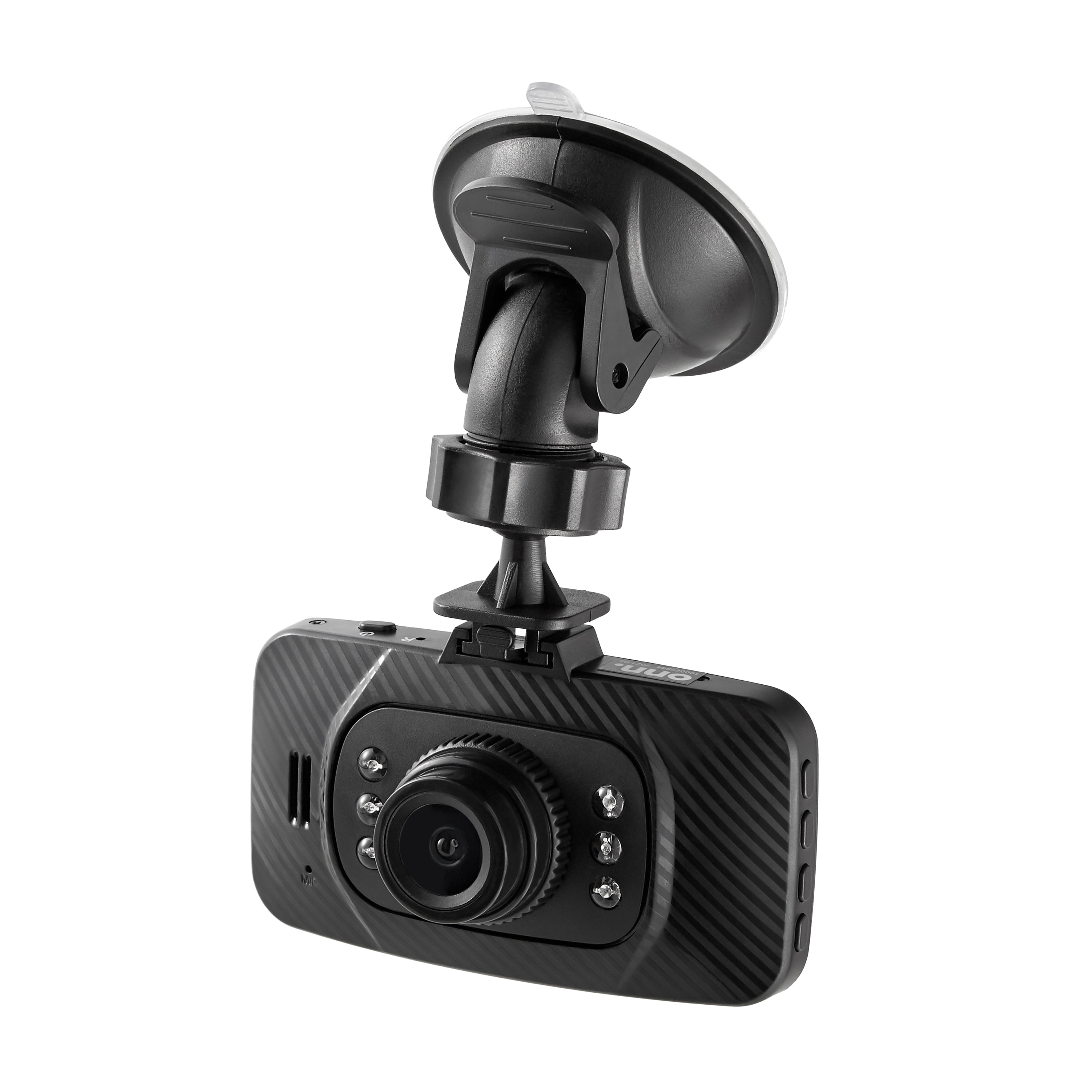 Onn. Dual Dash Cam with Ultra-Wide Angle Lens, 3 LCD Screen, Front 1080p Camera with 16GB SD Card, Suppots Up to 128GB Max, Built in G-Sensor DC122021