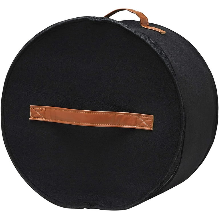 Hat Box 17x17x10in Large Capacity Gray Felt Hat Storage Container Round  Foldable Double Opening Zipper Dust-Proof Hat Storage Bag with Visible  Window