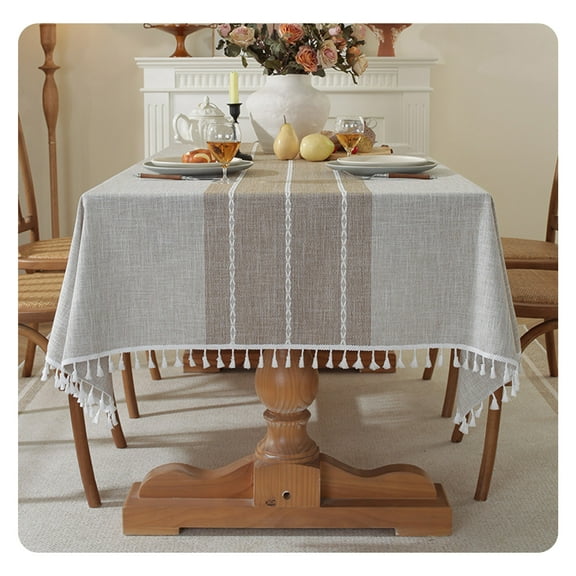 AUQ Rectangle Tablecloth Nordic Style Beige Coffee with Tassels Cloth Tablecloths for Dining Table,Table Cloth Rectangle Table Dining Table Cover,Beige Coffee,55"x55"