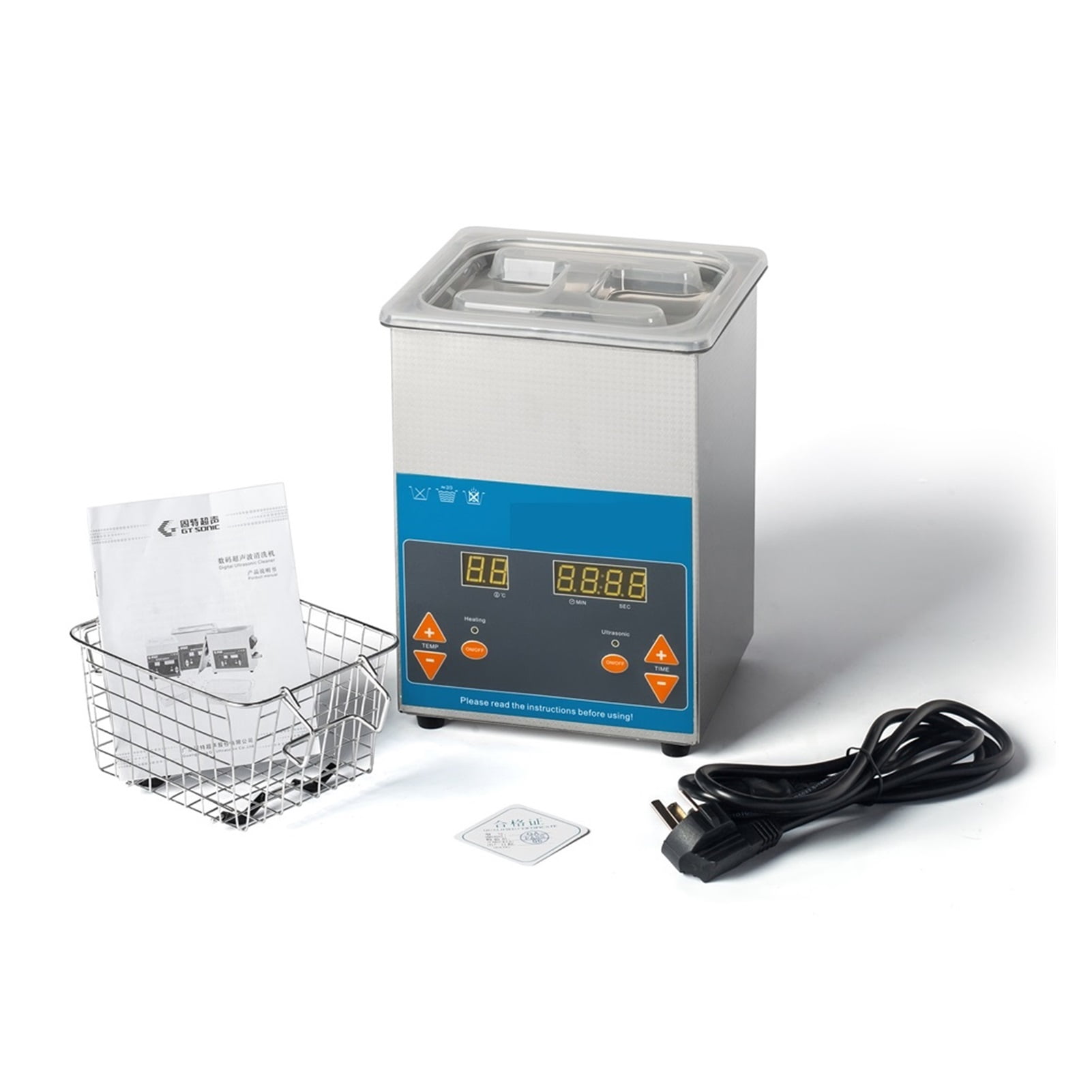 Ultrasonic Cleaner 2L 50W With Digital Display Heating Basket Ultrasonic Bath Cleaning Tool ,Strong Cleaning