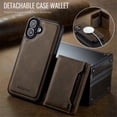 thumbnail image 2 of AutSpace Funda para Apple iPhone 16, Bloqueo RFID, Cuero PU, Compatible con MagSafe, Billetera Desmontable 2 en 1 con Tarjetero, Soporte, Cubierta Protectora Magnética, Marrón, para iPhone 16, 2 of 10