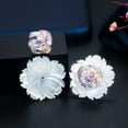 thumbnail image 2 of 2 in 1 Natural Shell Flower Multicolor CZ Yellow Stud Earrings Fashion Jewelry, 2 of 9