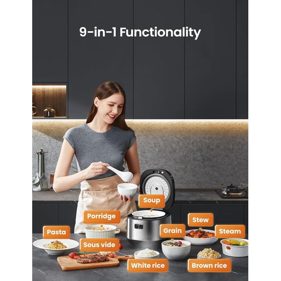 Compact Rice Cooker 4 Cups - Electronic Grey