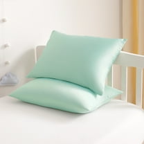 Satin Super Soft Toddler Pillowcases with Hidden Zipper Closure, Luxury and Silky Travel Pillow Covers, 13" x 18", Cyan, 2 Pack