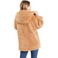 thumbnail image 4 of Lana Roux Women's Super Oversize Teddy Bear Sherpa Jacket Hoodie (Camel, Small / Medium), 4 of 5