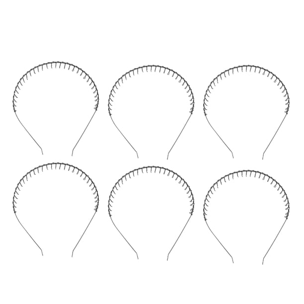 6 piezas unisex de metal ondulado negro con dientes, peine para el pelo para niñas y hombres, diadema, accesorio para el cabello