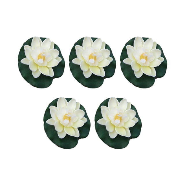 Guardoinrt 5piece Realistic Float Foam Lotuses Low Maintenance And Easy Cleaning Wide Application Eco-friendly Artificial Lotus milky white 1Set