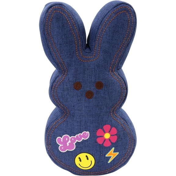 Guvpev Shaggy Bunny Peep 9" Collectible Plush, Dark Blue Denim Bunny Stuffed Animals Easter Decorations, Easter Basket Stuffers Gifts for Kids & Adults
