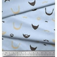 thumbnail image 3 of Soimoi Blue polyester Crepe Fabric Mustache Face Print Sewing Fabric BTY 42 Inch Wide, 3 of 3