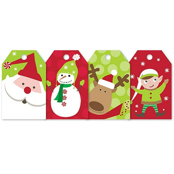 Santa's Helpers Gloss Hanging Gift Tag Assortment (4 designs) - 2.25in. x 3.5in. - 100 Pack (ptsha)