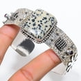 thumbnail image 2 of Natural Dalmation Jasper Gemstone 925 Sterling Silver Cuff Bangle Adj., 2 of 2