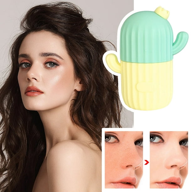 Bandeja de hielo portátil para rostro engrosado, para masaje de belleza, con forma de cactus, molde para hielo facial
