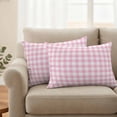 thumbnail image 3 of Outdoor Waterproof Pillow Covers Pink Geometric Plaid Decorative Throw Pillow Protectors,Pillowcase Cushion Cases for Patio Sofa Garden Couch,20x12in,Pack of 2, 3 of 14