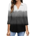 thumbnail image 2 of Lilgiuy Women's 3/4 Sleeve Shirts Autumn Casual V Neck Printing Blouse Tops Sweatshirt for Women Dressy Casual, 2 of 5