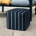 thumbnail image 6 of HomeRoots 17" Blue Polyester Cube Striped Indoor Outdoor Pouf Ottoman, 6 of 6