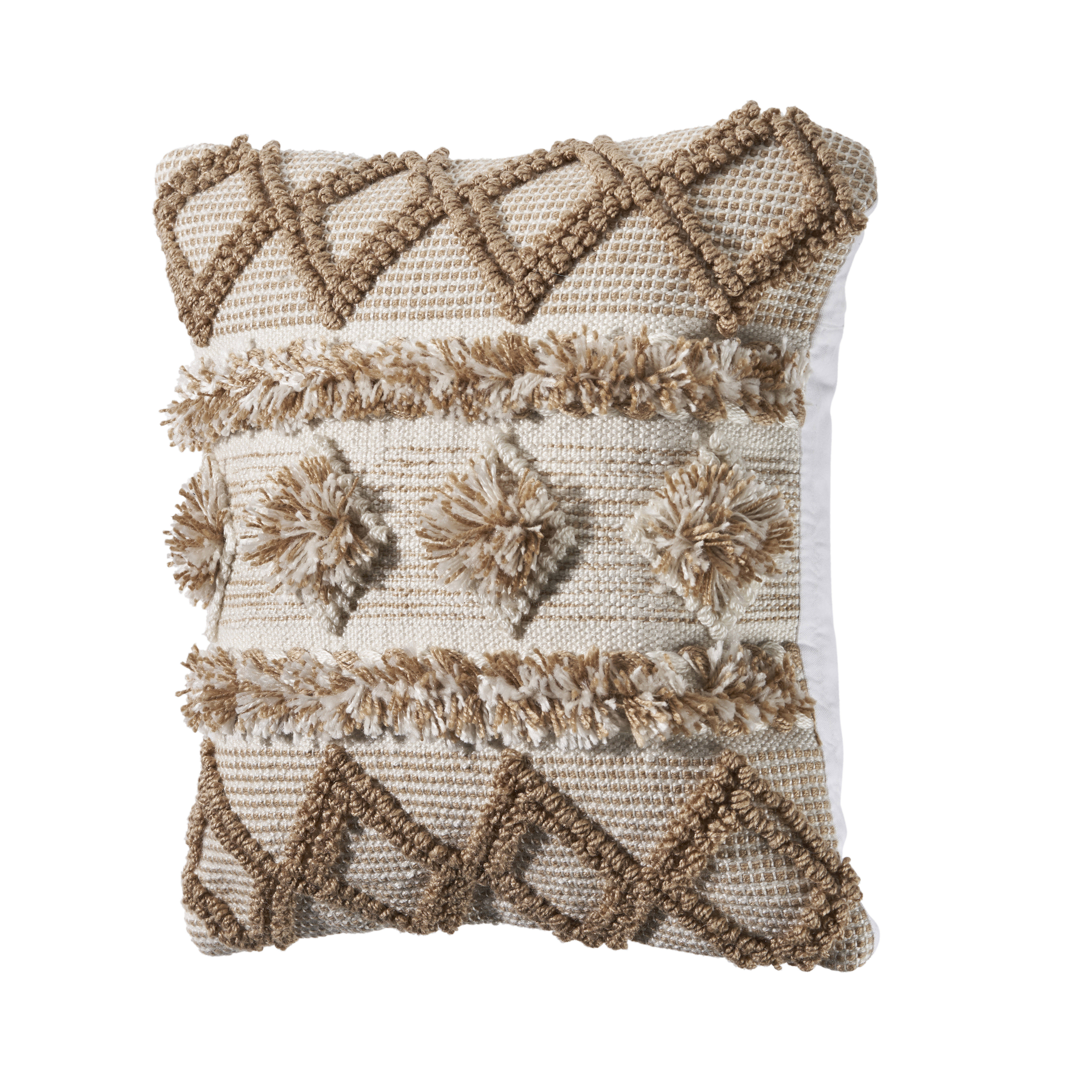 Ox Bay Ila 20" x 20" Neutral Diamond Polyester Indoor/Outdoor Adult Decorative Throw Pillow Cover