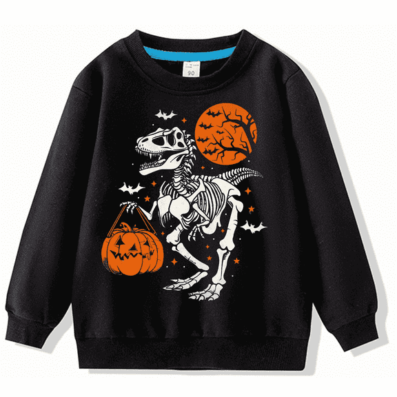 TBBCWWQY Boys Halloween Sweatshirt Glow in the Dark Dinosaur Pullover Kids Crewneck Long Sleeve Shirt Tops Age 7T
