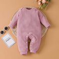 thumbnail image 2 of Baby Girls And Boys Long Sleeve Flying Sleeve Solid Color Born To Crawl Off Roading Cute Bodysuit Baby Romper C 73, 2 of 9