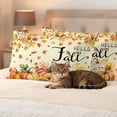 thumbnail image 3 of Orange Hello Fall Outdoor Pillow Covers 20"x12" Set of 2,Waterproof Throw Pillow Covers for Patio Furniture,Thanksgiving Pumpkins Maple Leaf Decorative Cushion Pillowcases for Garden Porch Couch Sofa, 3 of 9