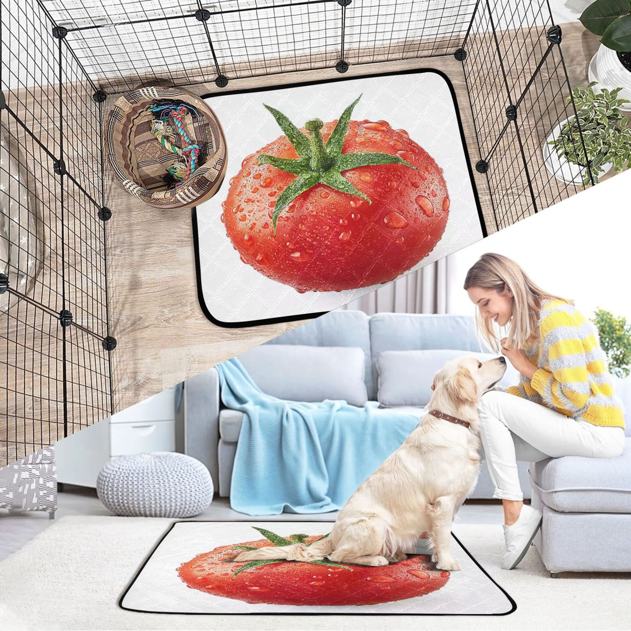 IAUYY Washable Pee Pads for Dogs Medium+Large Absorbent and Leak-Proof Non-Slip Reusable Puppy Pee Pads for Dogs Applicable to Playpen Potty Crate Tomato Details