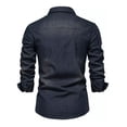 thumbnail image 2 of Camisas De Mezclilla Casual Con Solapa Para Hombre, 2 of 8
