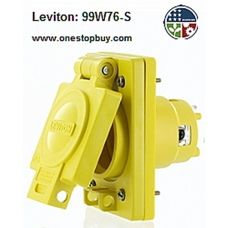 480v 3 Phase Power Switch - Leviton 99W76-S Single Outlet w/Cover Locking Blade Wetguard 30A 480V 3-Phase 3P4W Grounding - Yellow