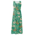 thumbnail image 6 of Ovticza Vacation Dresses Petite Womens Boho Sleeveless Plus Size Maxi Dresses Floral Tank Long Dress Shoes for Women Flowy Cotton Linen Sundresses for Women Plus with Pockets Green M, 6 of 7