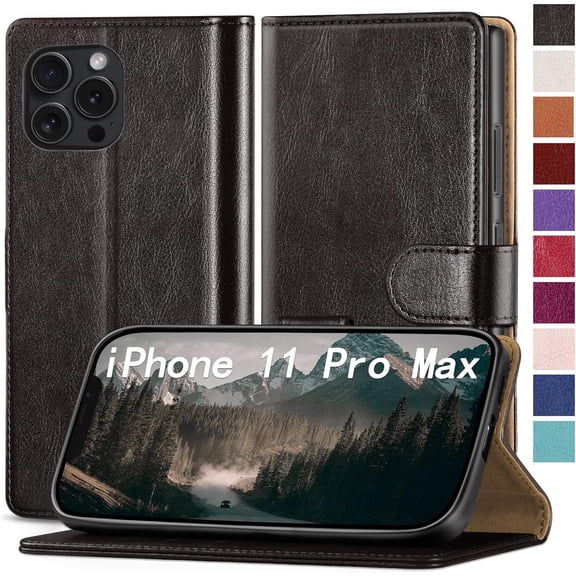 for iPhone 11 Pro Max 6.5" Phone case[RFID Blocking Leather],[3 Credit Card Slot] Flip Folio Book Shockproof Protector,Holder Stand Cases,Women Men for Apple 11 ProMax Wallet Cover,Black