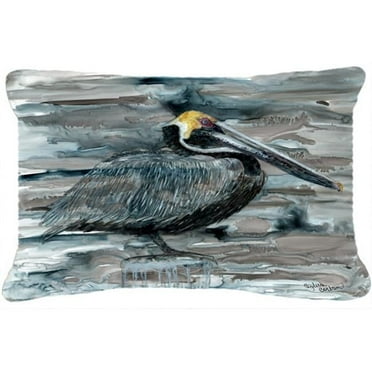 Pelican In Grey Canvas Fabric Decorative Pillow