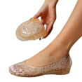thumbnail image 6 of HOWPAY Womens Sandals on Closed Toe Hollow out Non- Transparent Ballet Flats Casual Comfortable Summer Beach Jelly Shoes Gold 38, 6 of 9