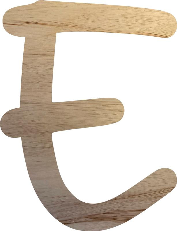 Wooden Letter E Craft Project, 5'' Tall Small Unfinished Wood Alphabet