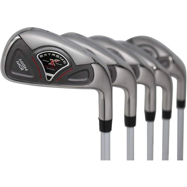 Extreme X7 High MOI +1 inch Over Big & Tall Men's Complete 5-Piece Iron Set (7-SW) Right Handed Regular R Flex Graphite Shafts (Tall 6'0"+ / +1" Over) with Midsize Black Pro Velvet Grips