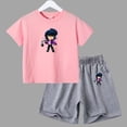 thumbnail image 3 of Conjuntos deportivos de verano para niños, camisetas de manga corta y pantalones de lucha de anime, conjuntos para niños y niñas de 3 a 13 años, 3 of 5