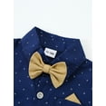 thumbnail image 4 of CARETOO Toddler Boy Clothes Suits Summer Formal Short Shirt Bowtie Suspender Shorts Cotton Fabric, 4 of 10