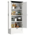 thumbnail image 4 of Walsunny 65" Tall Pantry Cabinet Wood Food Cabinet Pantry Storage Organizer Freestanding with 2 Doors 4 Shelves 1 Drawer for Kitchen Dining Room Living Room White, 4 of 9