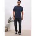 thumbnail image 2 of DARING DIVA Men's Henley Crew Neck Short Sleeve Button Down T-Shirt L Navy Blue, 2 of 7