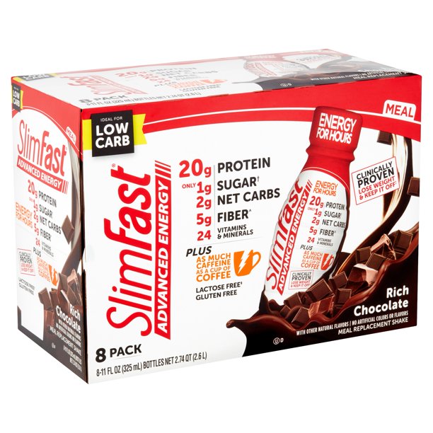 SlimFast Advanced Energy Rich Chocolate Meal Replacement Shake, 11 fl