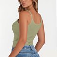 thumbnail image 5 of Womens Tank Tops U-Neck Ribbed Crop Tops for Women Stretchy Cropped Slim Camisole Tops for Women Summer Party Layering L Mint Green, 5 of 5