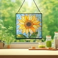 thumbnail image 2 of Sunflower Flower Stained Glass Panels, Square Shaped Window Hangings, Tiffany Glass Traditional Art Crafts for Home Decor Gifts 132OR7, 2 of 6