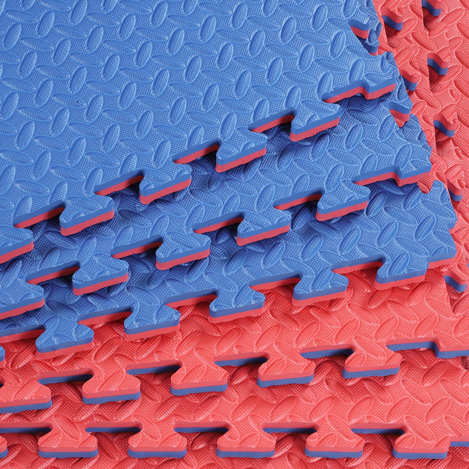 Xspec  1" Extra Thick Reversible EVA Foam Gym Mats 12 pcs 48 Sq Ft, Blue & Red