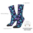 thumbnail image 2 of Yiaed purple flower blue Skull Print Great elasticity Crew Socks Sports socks for Men and Women, 2 of 5