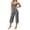 Gray, variant on Womens Two Piece Workout Sets Spaghetti Strap Camisole Crop Tops High Waisted Capri Pants Matching Yoga Outfits Activewear Gym Suits for Morning Running